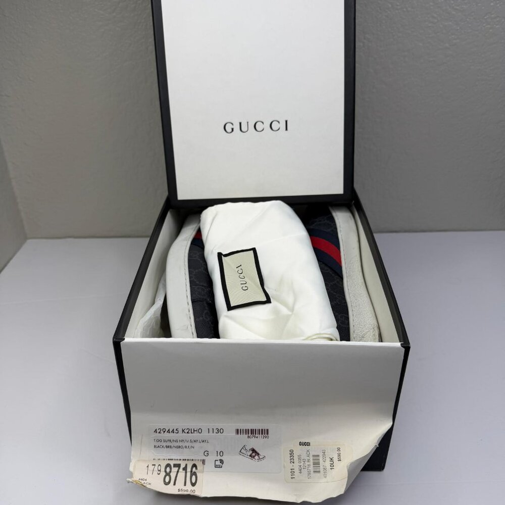 Mens Gucci Ace GG Supreme Sneakers Black/Grey U.S. Size 10 - Picture 12 of 12